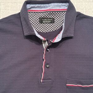 Zara Dark Blue Polo with Red Accents